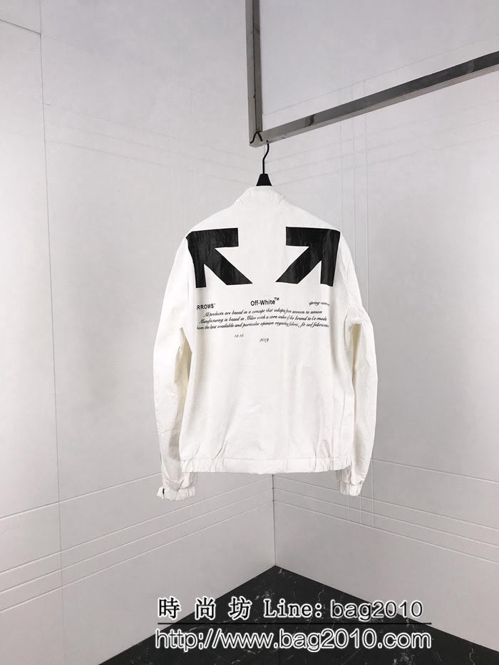 OFF-w19ss春季新款 卡通湯普森印花 定制科技折痕面料 男款風衣外套 ydi2489